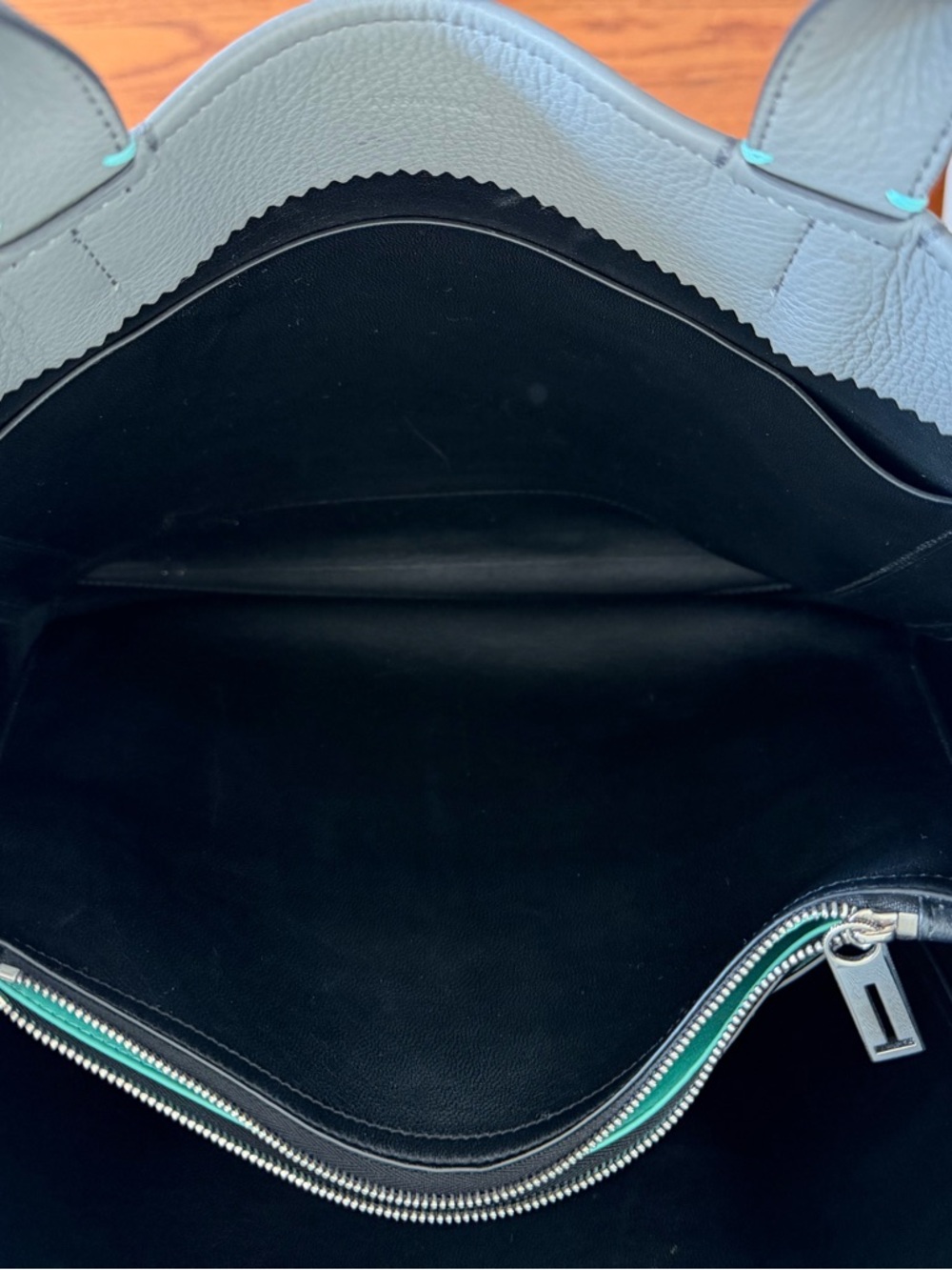 Tiffany & Co. Gray Leather Tote with Beige Strap - Picture 5 of 16